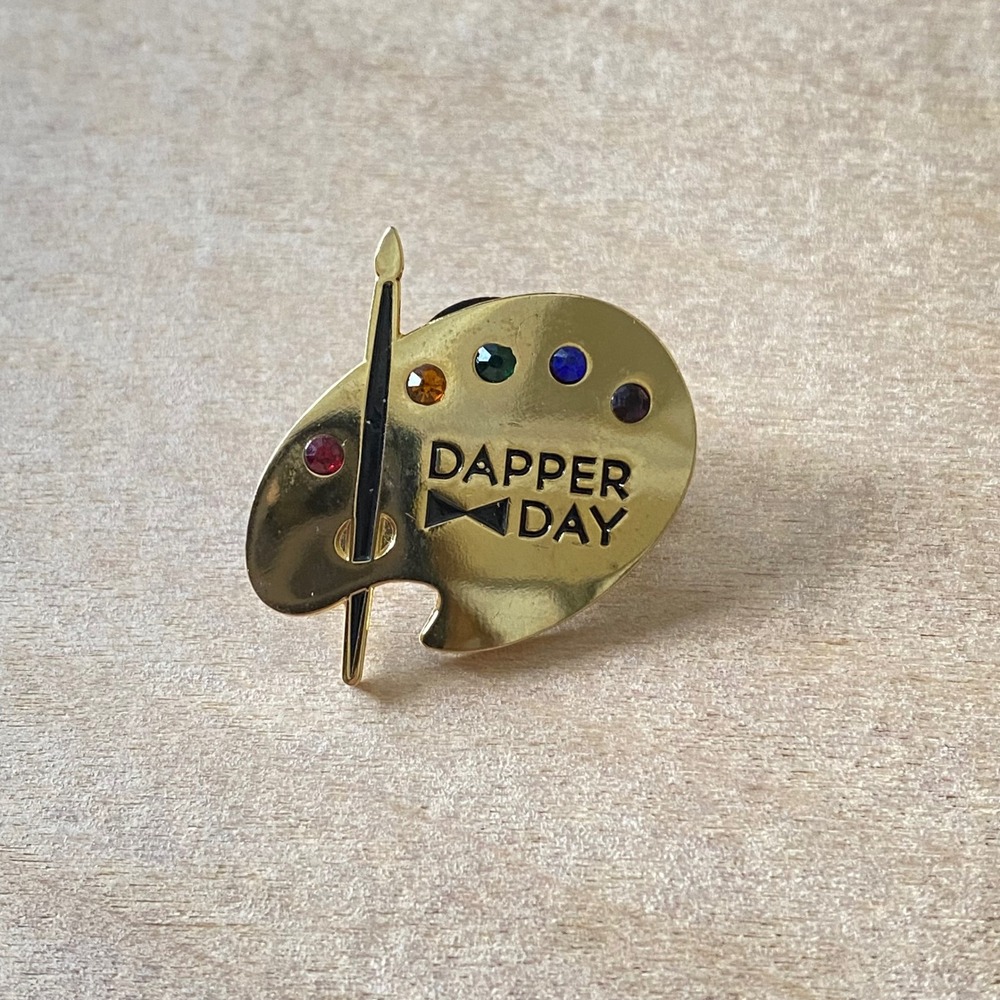 Disney Pin Dapper Day 2020 Artist Palette Gold Enamel Rhinestone Paintbrush